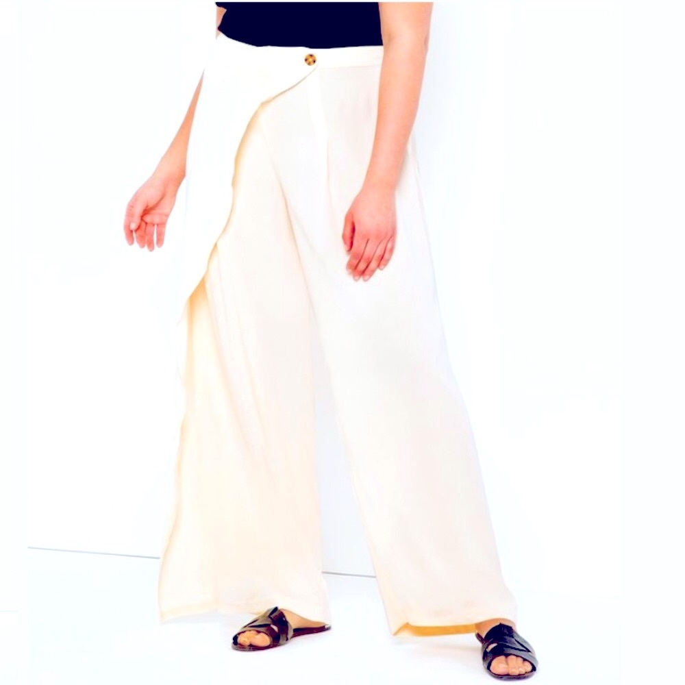 Eloquii NWT Ivory Wide Leg Overlay Pants 24 - Picture 3 of 7